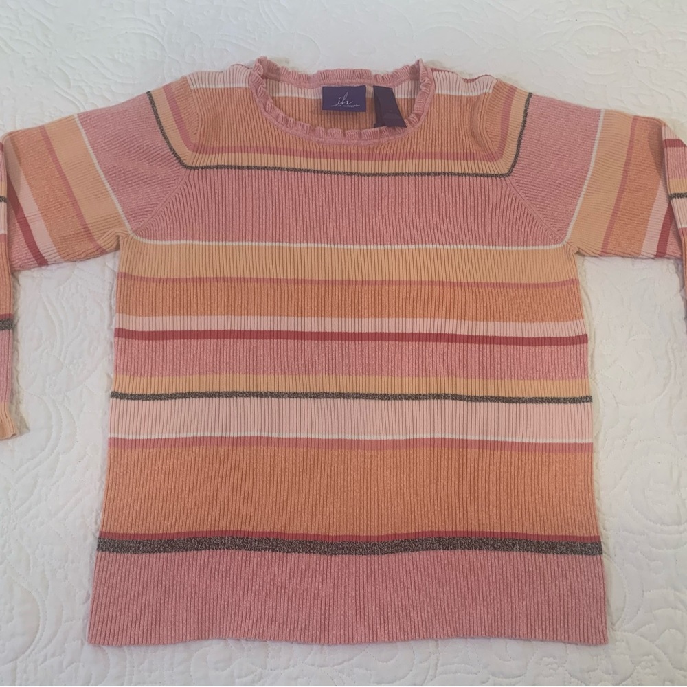 JH Collectibles Womens  Multicolor  Striped Ribbed Stretch 1X Sweater. Pre-Owned